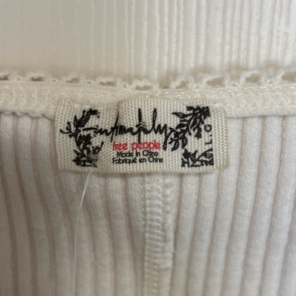 Free People Intimately Ivory Ribbed Button Front Top spring summer NWT basic - Picture 12 of 12